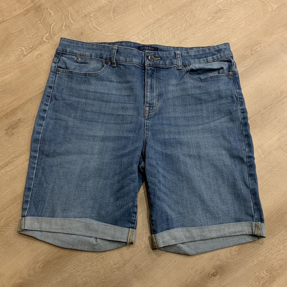 Talbots Jean Shorts Jorts Womens Size 14 Simply Flattering 5 Pocket Bermuda Cuff